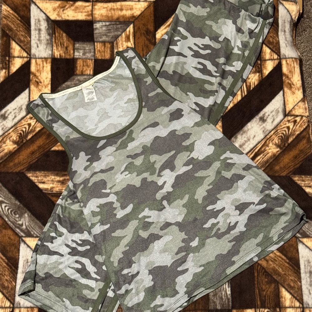 Lucky Brand camo Tank- pant Pajama set